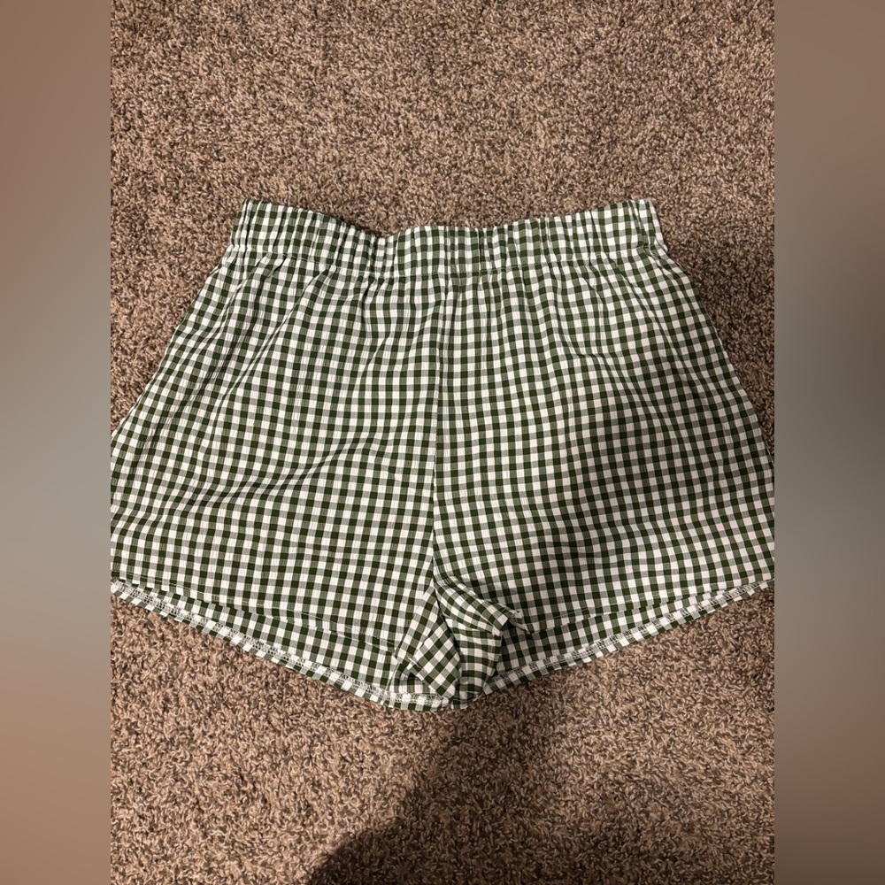 SHEIN High Waist Green Plaid Shorts